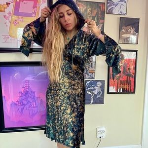 Velvet Hooded Witch Hippie Dress